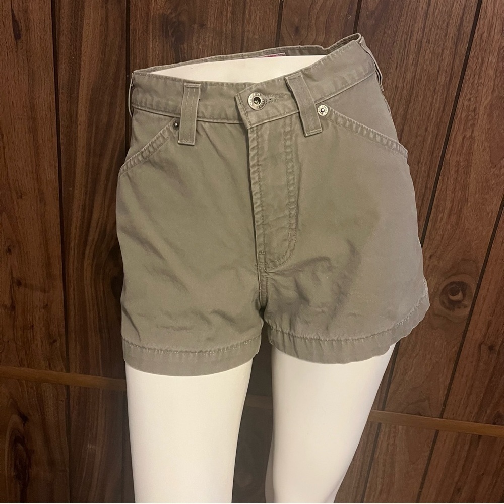 Vintage Silver Jeans Co Canada Olive Green Mid Rise Flat Front Shorts Sz 26